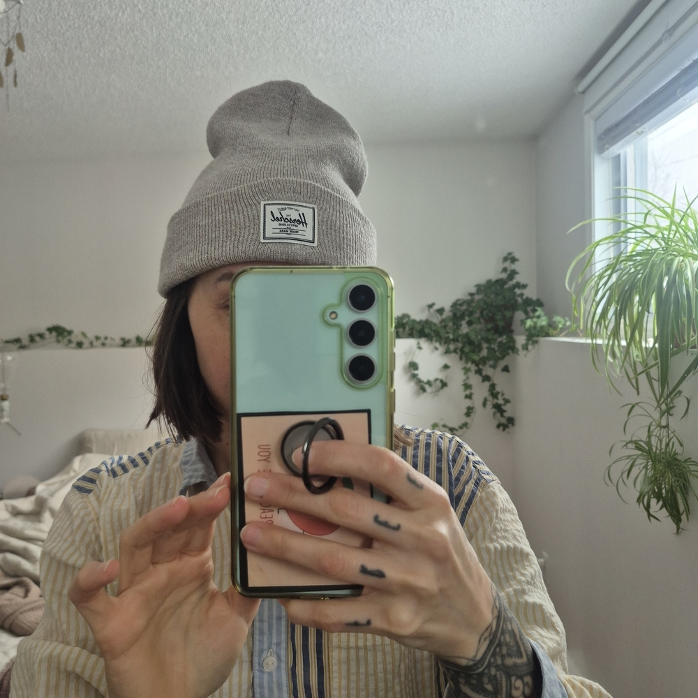 Gray Herschel Knit Beanie with Front Patch